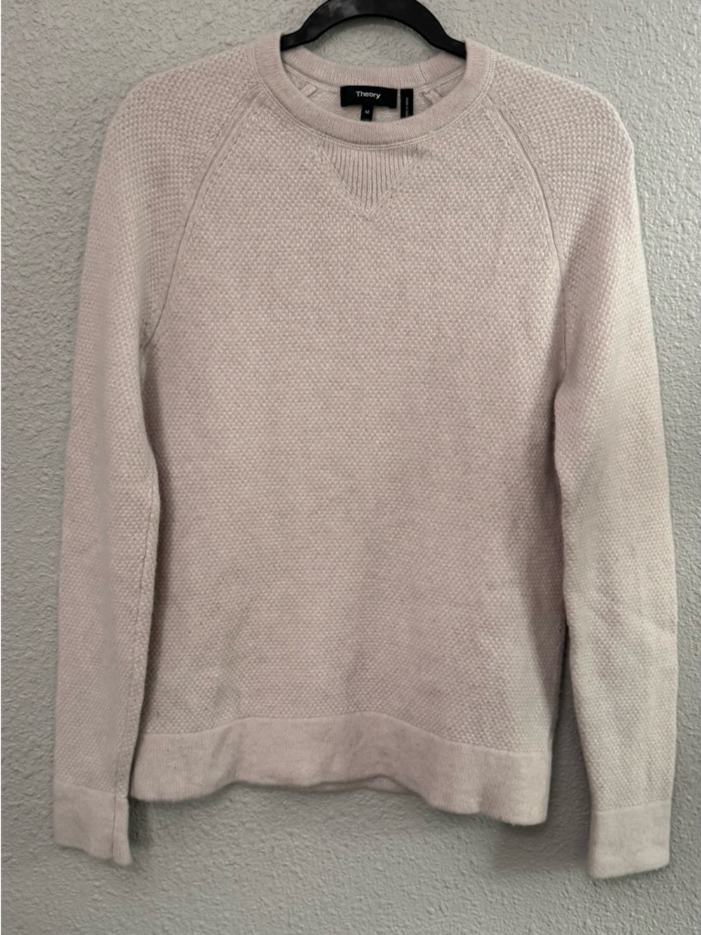 Theory | Textured Crewneck Sweater | 100% Cashmere | Silver | Size Medium